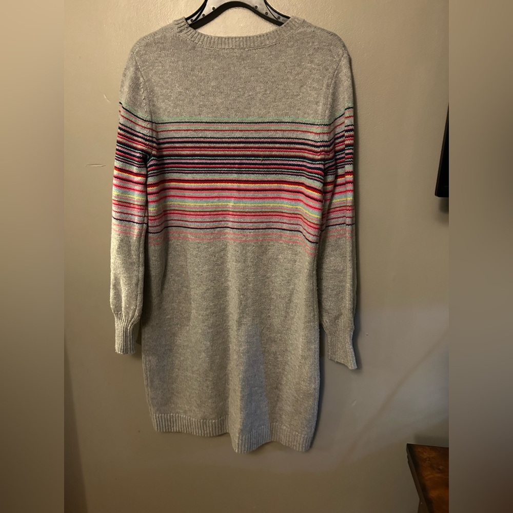 Gap Dress - gray “crazy stripe” merino wool blend long sleeve sweater dress - Picture 6 of 9